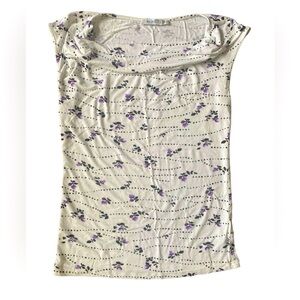 2/$15 Ricki's Cream Purple Floral Cowl Neck Top XS